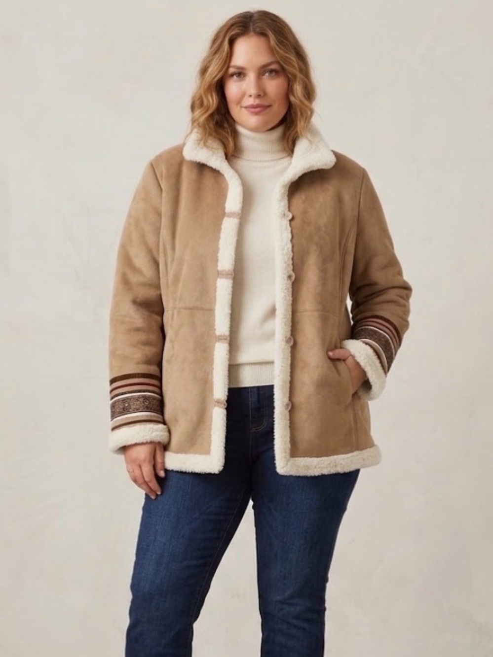 Y2K Faux Suede Shearling Jacket​